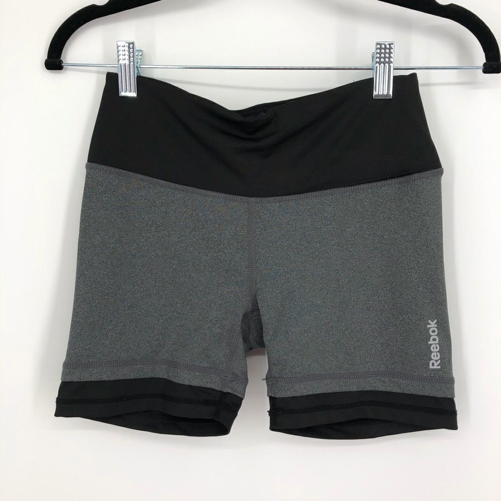 REEBOK CrossFit Biker Shorts Fitted Gray and Black